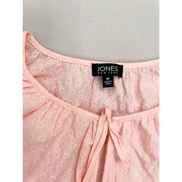 Jones New York Embroidered 3/4Sleeve Tie Front Blouse Size M in Rose Sand - Picture 5 of 13